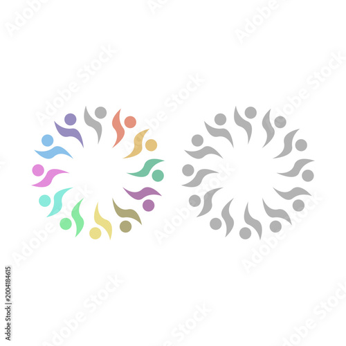 COLORFUL PEOPLE COMMUNITY UNION SIGN SYMBOL LOGO VECTOR ISOLATED ON WHITE
