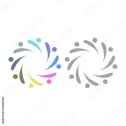 COLORFUL PEOPLE COMMUNITY UNION SIGN SYMBOL LOGO VECTOR ISOLATED ON WHITE