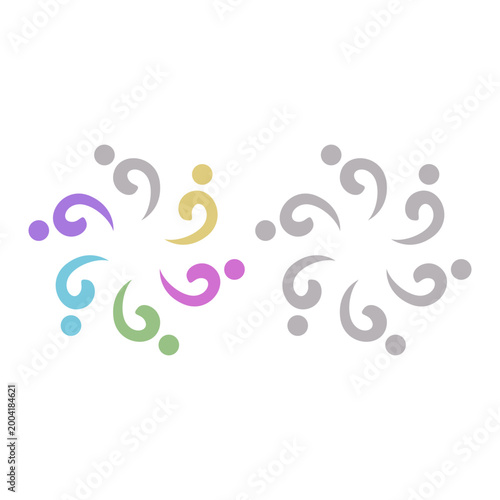 COLORFUL PEOPLE COMMUNITY UNION SIGN SYMBOL LOGO VECTOR ISOLATED ON WHITE