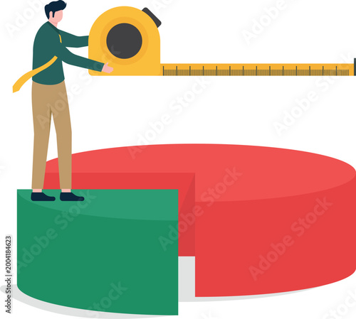Professional measuring a large pie chart