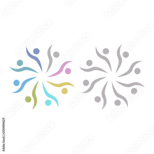 COLORFUL PEOPLE COMMUNITY UNION SIGN SYMBOL LOGO VECTOR ISOLATED ON WHITE
