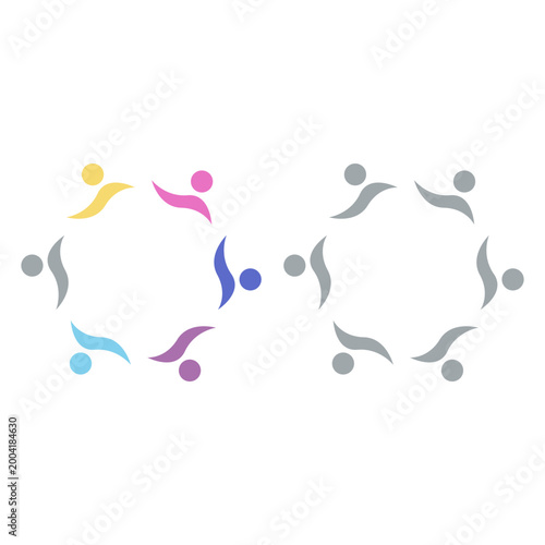 COLORFUL PEOPLE COMMUNITY UNION SIGN SYMBOL LOGO VECTOR ISOLATED ON WHITE