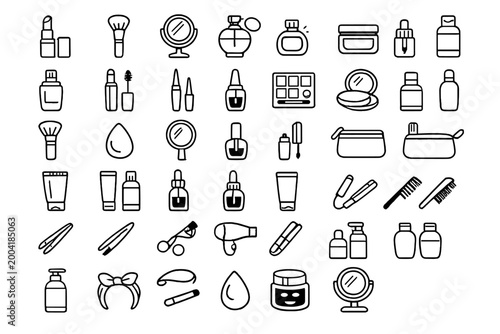 Hairbrush scissors image vector bottle polish lash curler mirror blender generation icon