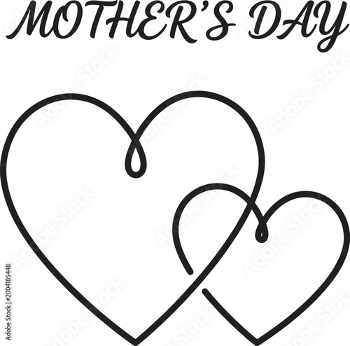 Two intertwined hearts symbolizing love and connection for mothers day celebration, greeting card design.