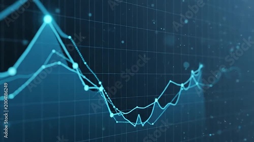 Digital graph displaying financial data trends with upward and downward movements