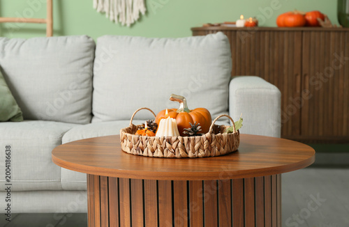 Wicker basket with burning ...