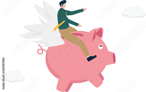 Professional flying on a winged piggy bank