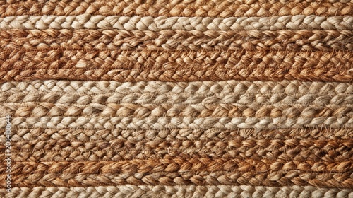 Close-up of intricately woven, natural fiber rope mat with earthy brown tones and textured braided patterns.