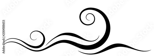 Wave ornament with abstract lines. Graceful decorative element for decor card design