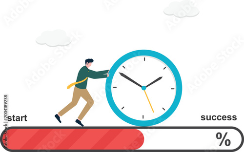 Professional pushing clock on progress bar