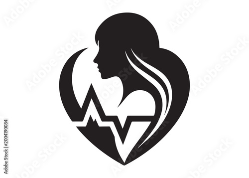 human heart with pulse logo silhouette vector, anatomical human heart with pulse logo silhouette vector illustration,healthy heart logo, medical heart pulse logo silhouette design on white background