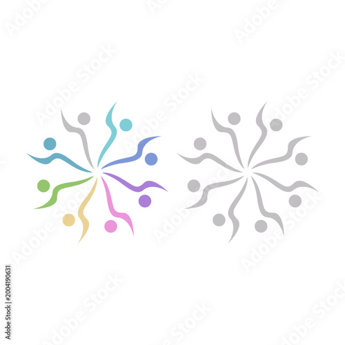 PEOPLE COMMUNITY SIGN SYMBOL LOGO VECTOR