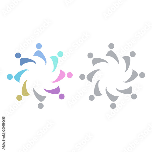 PEOPLE COMMUNITY SIGN SYMBOL LOGO VECTOR