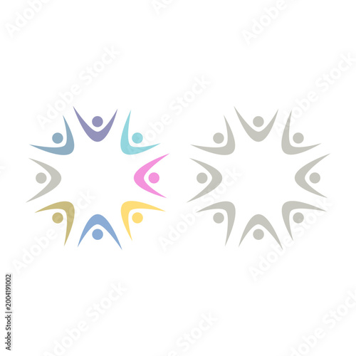 PEOPLE COMMUNITY SIGN SYMBOL LOGO VECTOR