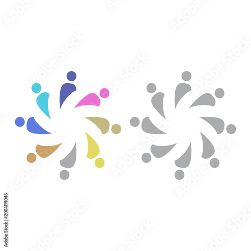 PEOPLE COMMUNITY SIGN SYMBOL LOGO VECTOR