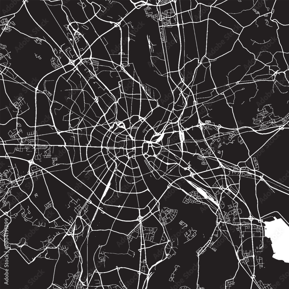 Obraz premium Cologne Germany Vector Map, Detailed City Street Map Black and White Minimalist Line Art