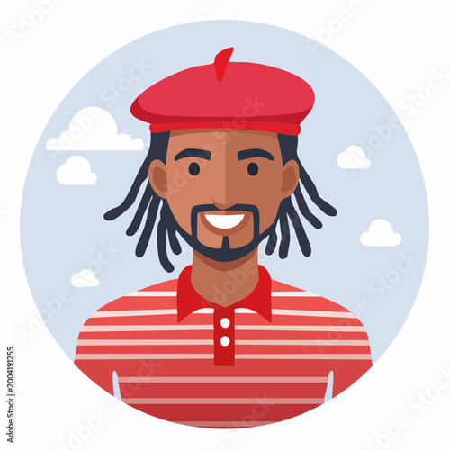 Man with Dreadlocks and Red Beret
