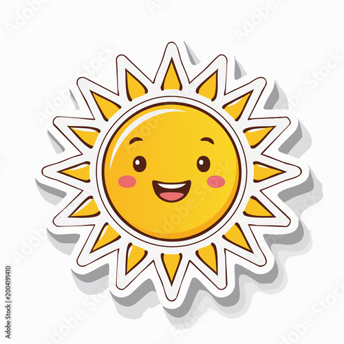 Cute Cartoon Sun Character with Smiling Face