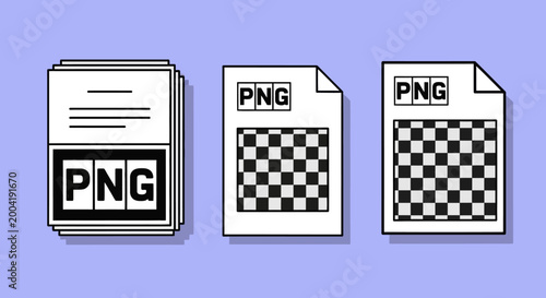 Digital image file formats illustrated with three PNG files stacked and displayed individually