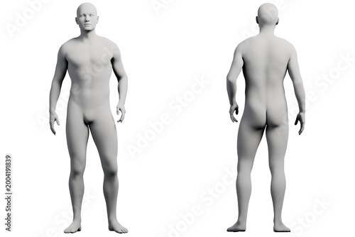 Male figure model in studio grid