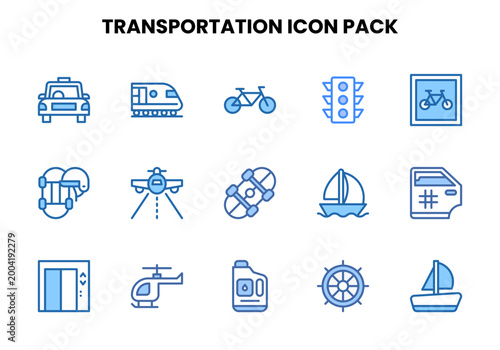 Transportation Two Colour Icons Pack
