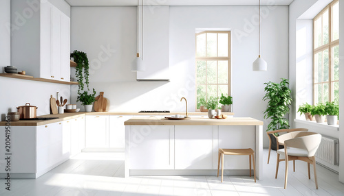Bright Airy Kitchen Workspace with Modern Cabinetry and Natural Light