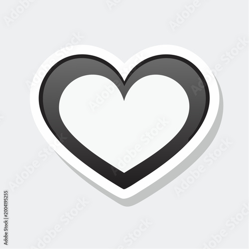 Black and White Heart Icon Sticker