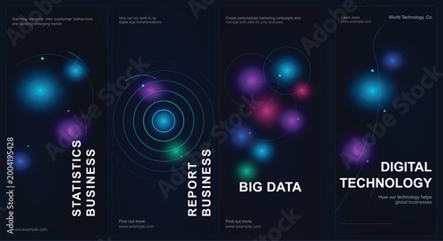 Infographic templates for business statistics, reports, and digital technology