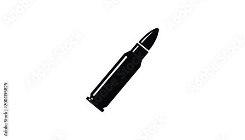 Black silhouette of a bullet on white background ammunition
