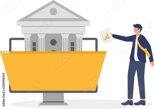 Corporate professional securing bank assets in folder