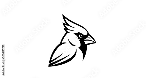 Slika na platnu Elegant cardinal head illustration a minimalist black and white design for natur