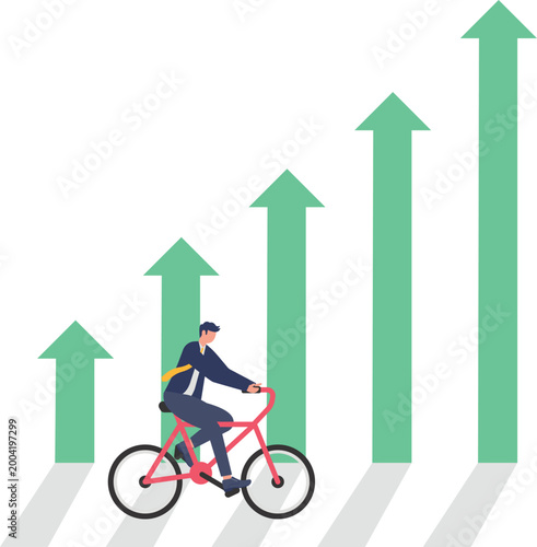 Ambitious professional cycling up growth chart arrows