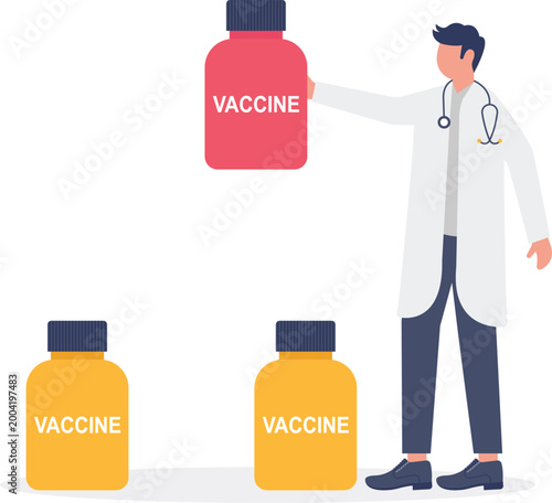 Specialist holding vaccine bottle for immunization