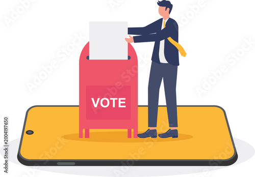 Citizen casting a digital vote through mobile app