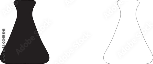 Erlenmeyer flask, symbol of science, laboratory research, chemistry and pharmacy, vector icon in two styles: glyph and outline.