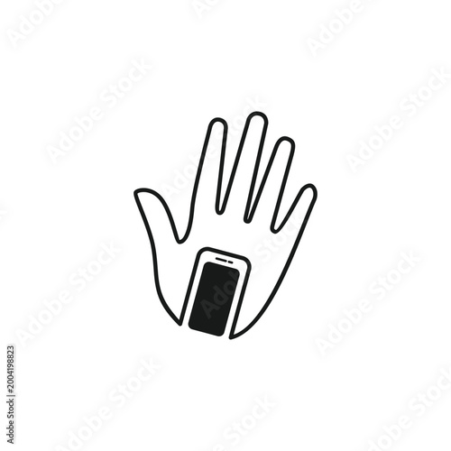 Hand Holding Smartphone Icon for Digital Service or Mobile App