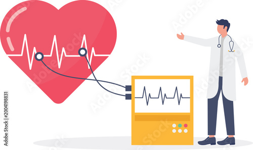 Doctor monitoring heartbeat on medical equipment