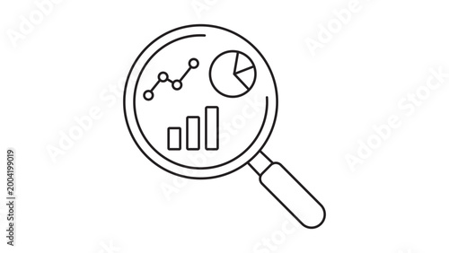 Photos Data Analysis and Observability Magnifying Glass Vector Icon with Editable Stroke