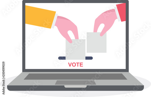 Digital voting concept on laptop screen