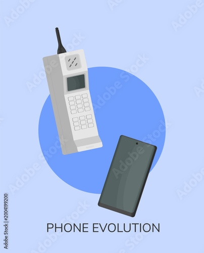 Cell phone evolution illustration. Flat vector.