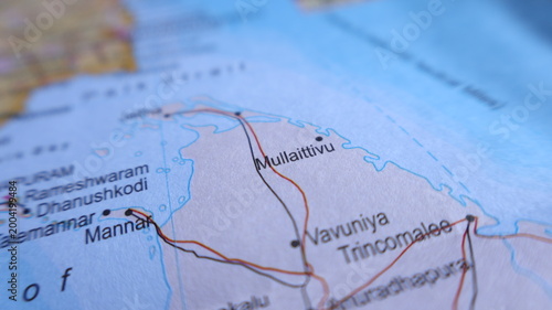 Vászonkép Map of Sri Lanka with focus on Mullaitivu, Vavuniya, and Trincomalee