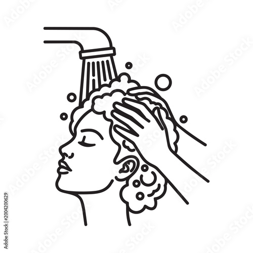 Washing hair icon vector design template