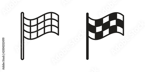 Flag checkered icon design pack in white and black color
