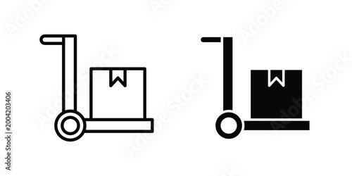 Obraz na plátně Hand truck icon design pack in white and black color