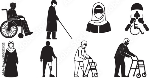 A woman wearing a green hijab and abaya standing alone