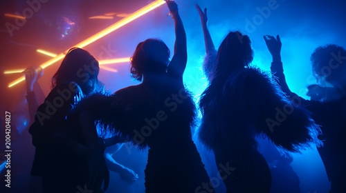 Neon Rhythm Nights: Silhouette Dance Party with Glow Lights