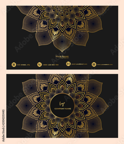 Creative Business Card Template with Mandala golden Luxury concept