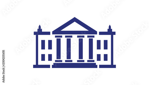 Konstfotografi Navy blue building with columns and pediment architecture