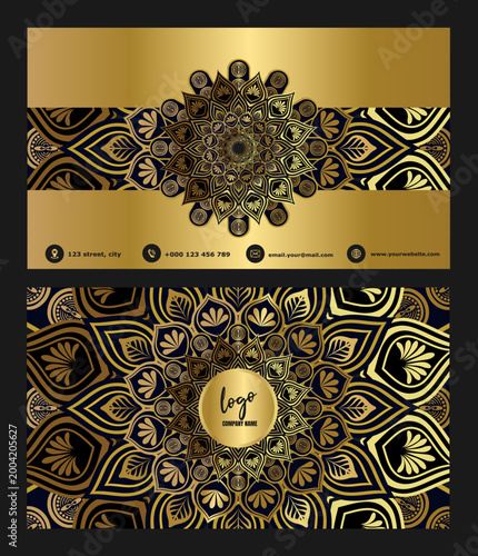 Creative Business Card Template with Mandala golden Luxury concept