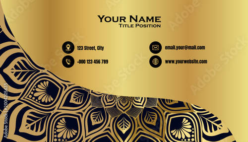 Creative Business Card Template with Mandala golden Luxury concept